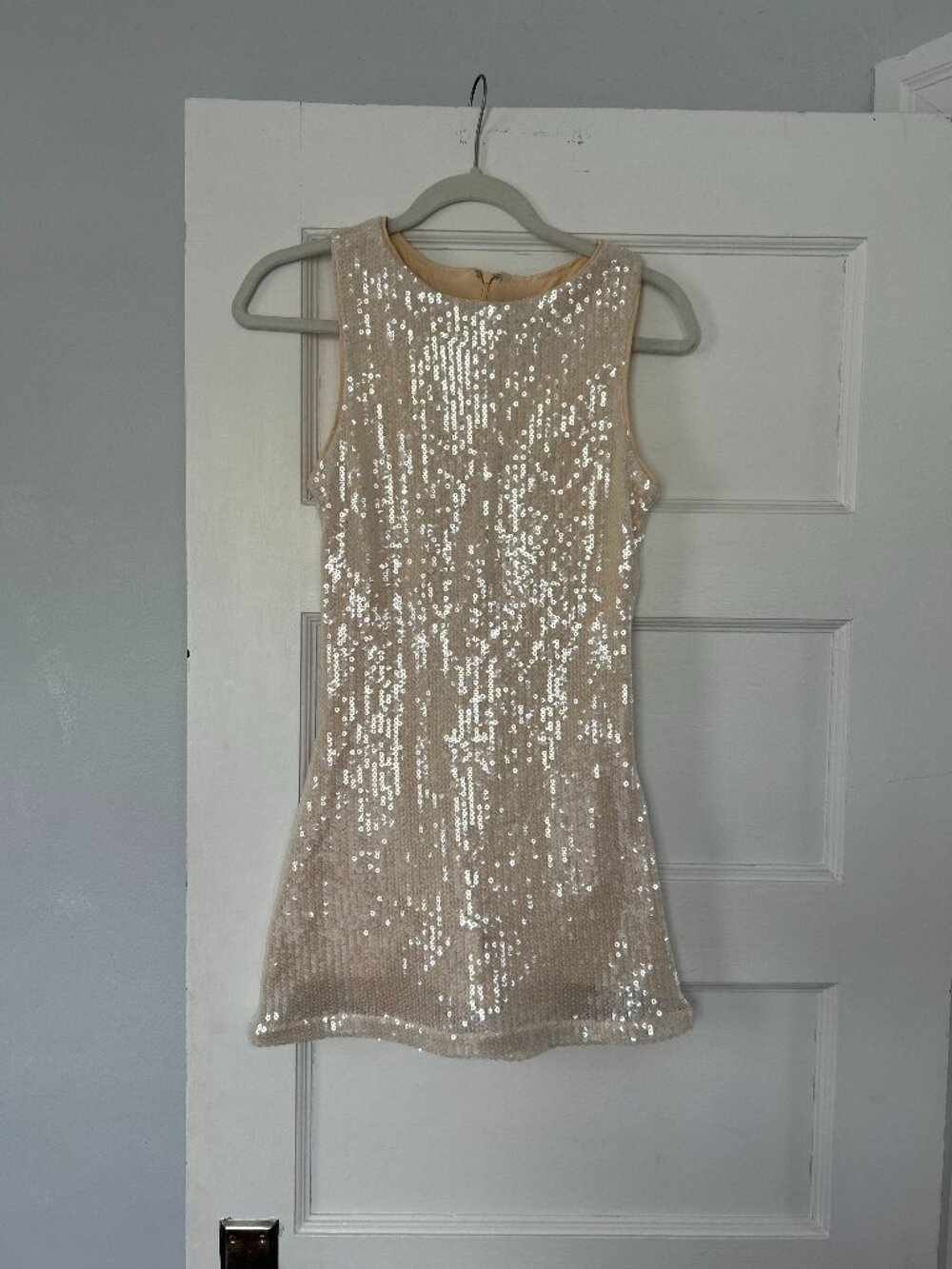 Princess Polly Cream Sequin Shift Dress